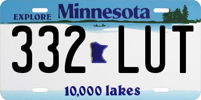 MN license plate 332LUT