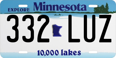 MN license plate 332LUZ