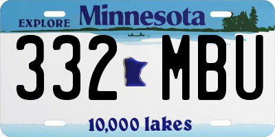 MN license plate 332MBU