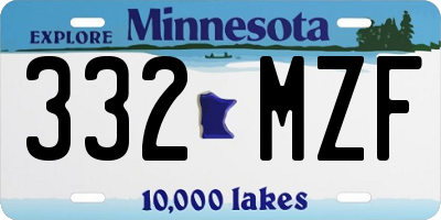 MN license plate 332MZF