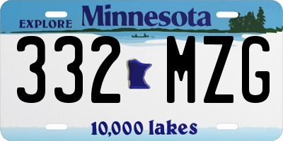 MN license plate 332MZG