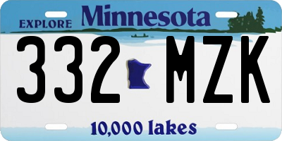MN license plate 332MZK