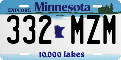MN license plate 332MZM
