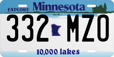 MN license plate 332MZO