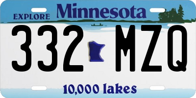 MN license plate 332MZQ