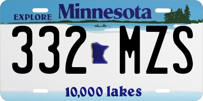 MN license plate 332MZS