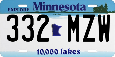MN license plate 332MZW