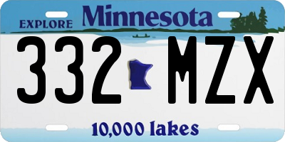 MN license plate 332MZX