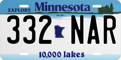 MN license plate 332NAR