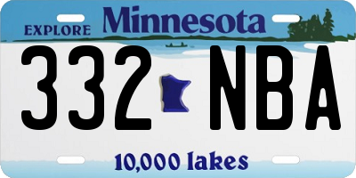 MN license plate 332NBA