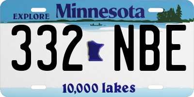 MN license plate 332NBE