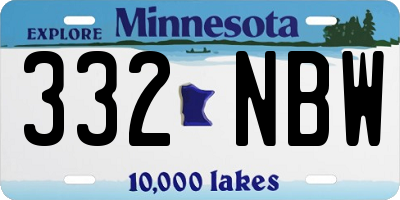 MN license plate 332NBW