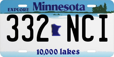 MN license plate 332NCI