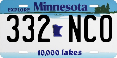 MN license plate 332NCO