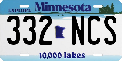 MN license plate 332NCS