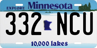 MN license plate 332NCU