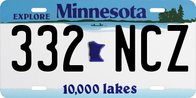 MN license plate 332NCZ