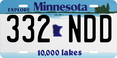 MN license plate 332NDD