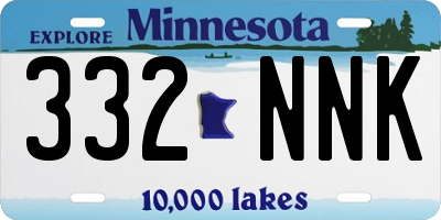 MN license plate 332NNK