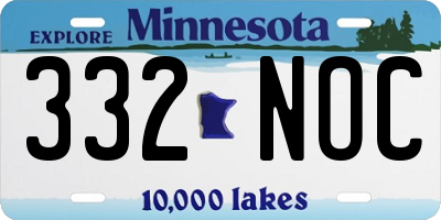 MN license plate 332NOC