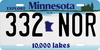 MN license plate 332NOR