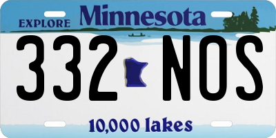 MN license plate 332NOS