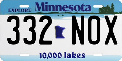 MN license plate 332NOX