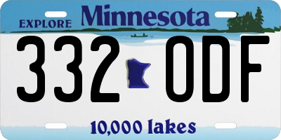 MN license plate 332ODF