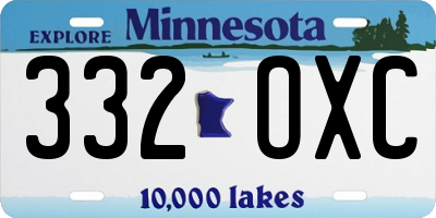 MN license plate 332OXC