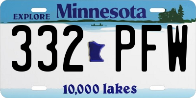 MN license plate 332PFW