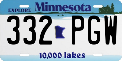 MN license plate 332PGW