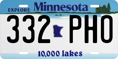 MN license plate 332PHO