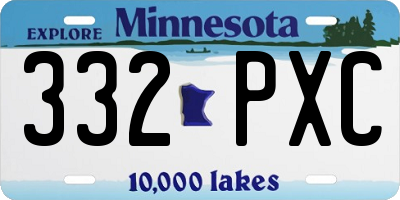 MN license plate 332PXC