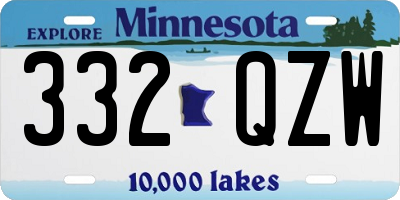 MN license plate 332QZW
