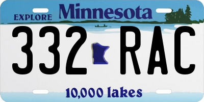 MN license plate 332RAC