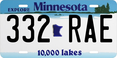 MN license plate 332RAE