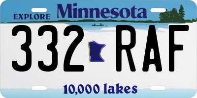 MN license plate 332RAF