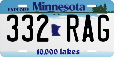 MN license plate 332RAG