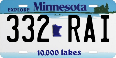 MN license plate 332RAI
