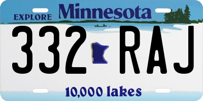 MN license plate 332RAJ