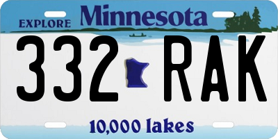 MN license plate 332RAK