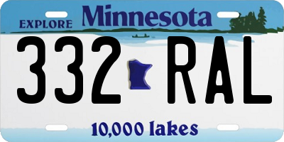 MN license plate 332RAL