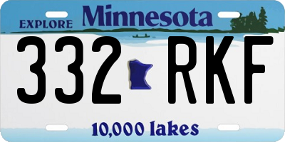MN license plate 332RKF
