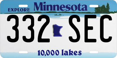 MN license plate 332SEC