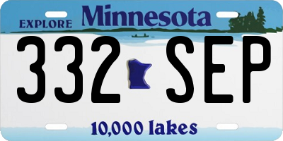 MN license plate 332SEP