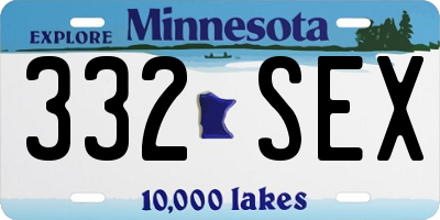 MN license plate 332SEX