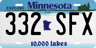 MN license plate 332SFX