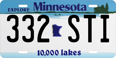 MN license plate 332STI