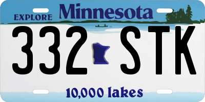 MN license plate 332STK