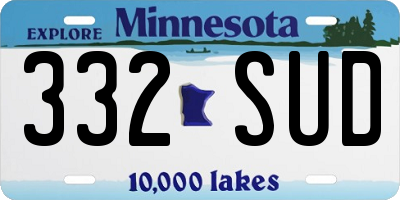MN license plate 332SUD